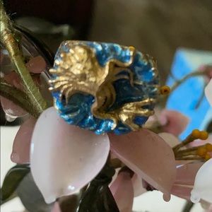 Vintage 925 enamel monster ring